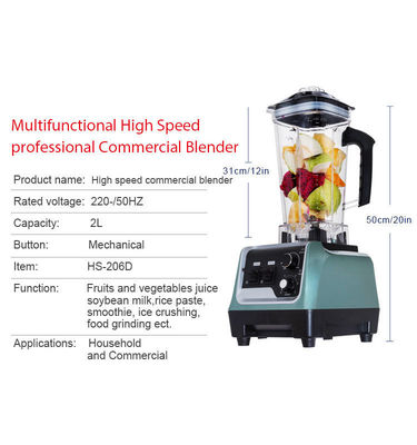 Misturador de smoothie de 4500W de qualidade comercial com botão de ejetor de batedor e capacidade de 2L
