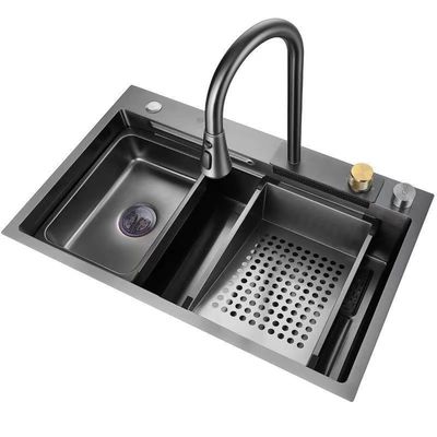 Banheira de cozinha retangular tudo em um lavatório de cozinha com torneira traseira chuva de água escoamento de cozinha