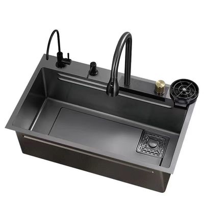 Banheira de cozinha retangular tudo em um lavatório de cozinha com torneira traseira chuva de água escoamento de cozinha