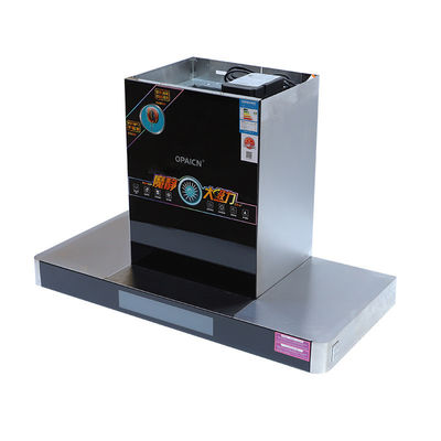 220V Press Button inclinado Capuz de vidro preto para cozinha