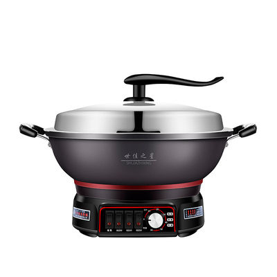 Panela de grelhar elétrica multifunção com tampa de vidro temperado visível Panela de fritar 40 Cm