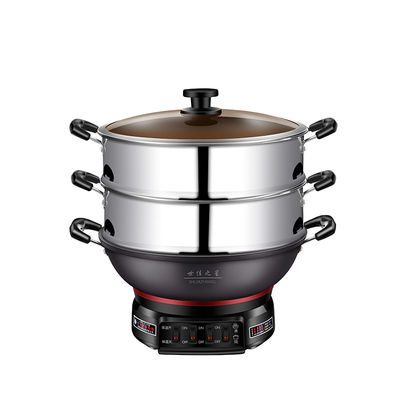 Panela de fritar elétrica de revestimento antiaderente de 220 V para cozinha multifuncional e à prova de queima