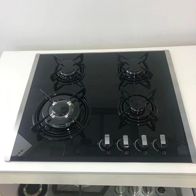 Cozinha a gás de 60 cm com material de superfície de vidro temperado e 4 queimadores