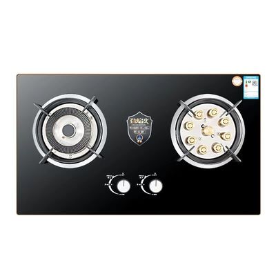 Forno de gás de 2 queimadores de design moderno com ignição eletrônica e cozinha de vidro temperado