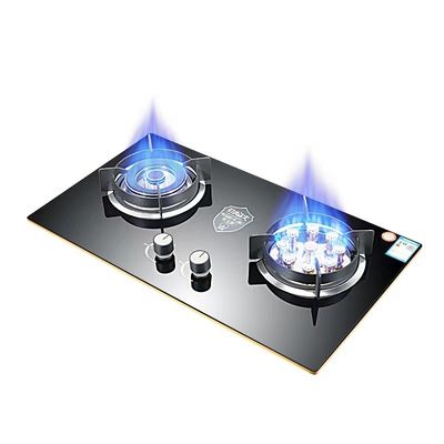 Forno de gás de 2 queimadores de design moderno com ignição eletrônica e cozinha de vidro temperado