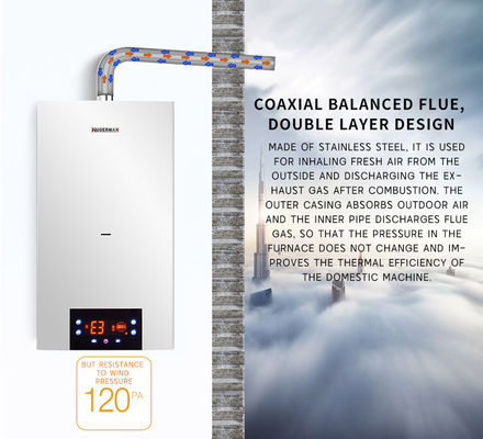 Aquecedor de água a gás de concha de metal personalizável com função de termostato ajustável