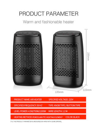 Ventilador de aquecimento de escritório portátil europeu, americano e japonês com elemento de aquecimento PTC
