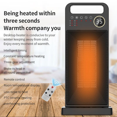 Ventilador de cerâmica PTC portátil de aquecimento elétrico de tela sensível ao toque com controle remoto e instalação