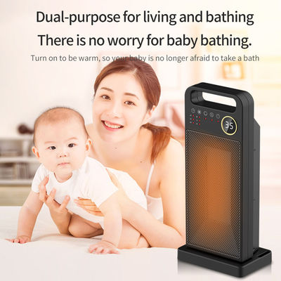 Ventilador de cerâmica PTC portátil de aquecimento elétrico de tela sensível ao toque com controle remoto e instalação