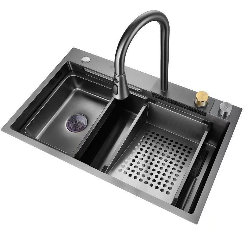 Banheira de cozinha retangular tudo em um lavatório de cozinha com torneira traseira chuva de água escoamento de cozinha