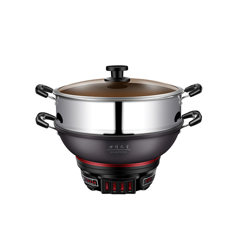 Panela de grelhar elétrica multifunção com tampa de vidro temperado visível Panela de fritar 40 Cm